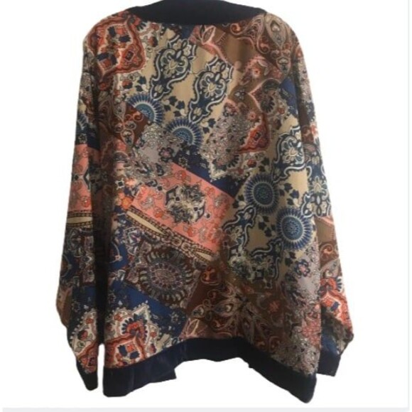 Tolani Collection Multi Print Velvet Trimmed Pajamas Lounge Wear 2X - Picture 5 of 11